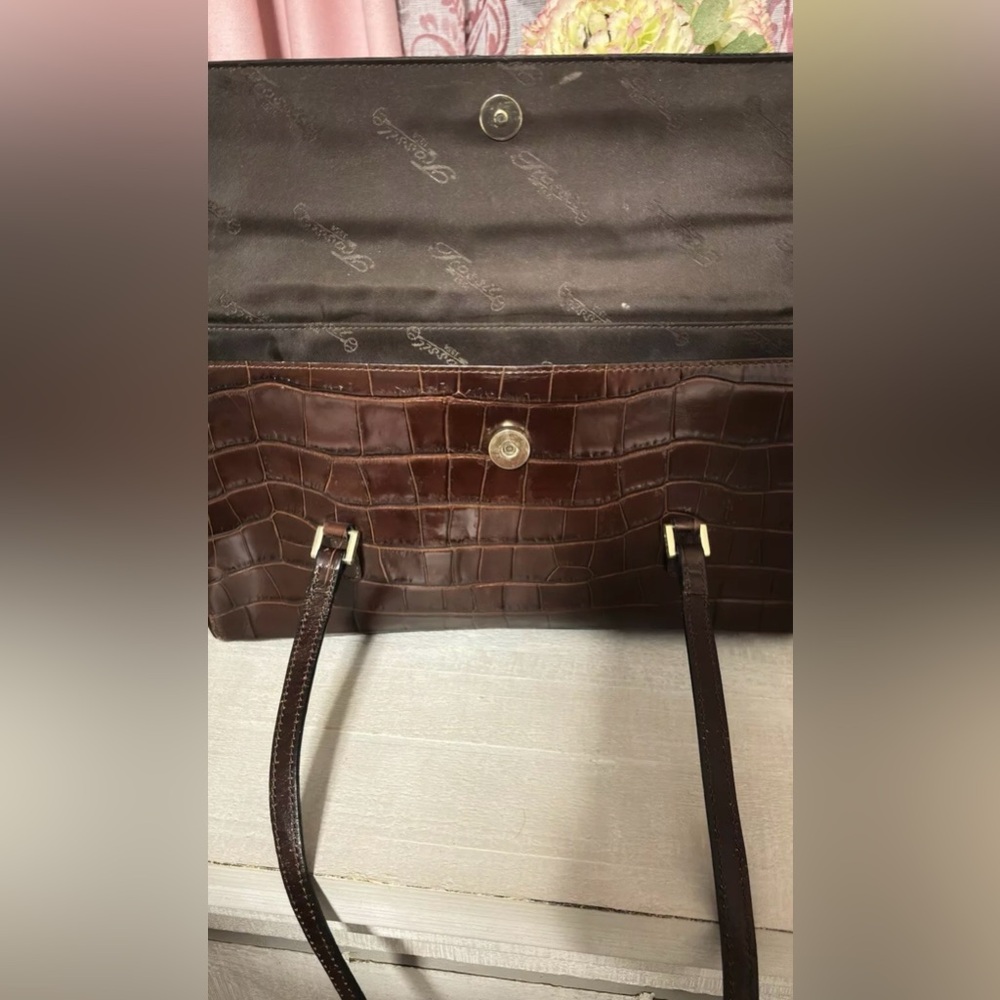 Vintage Fossil Croc Embossed Women's Leather Shoulder Bag Purse - Picture 5 of 6